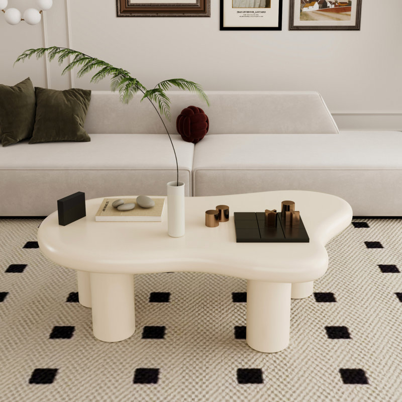 Table basse de 40 pouces en forme de nuage pour le salon, beige