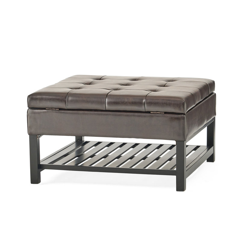 Carré brun avec rangement polyvalent et support inférieur - Support en cuir fiable lié