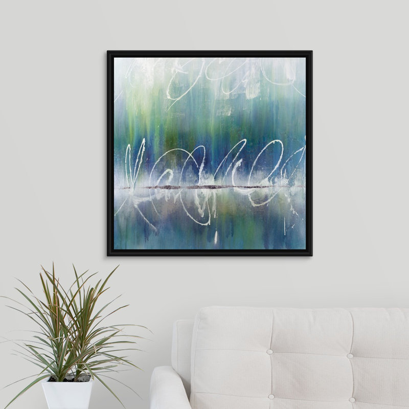 « splendide echos i », peinture sur toile, H 21,7 po x l 21,7 po x P 1,75 po, Cadre flottant noir