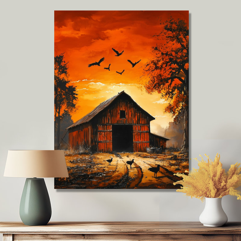 Rustique grange coucher de soleil - campagne, décoration murale en métal, 20" H x 12" W