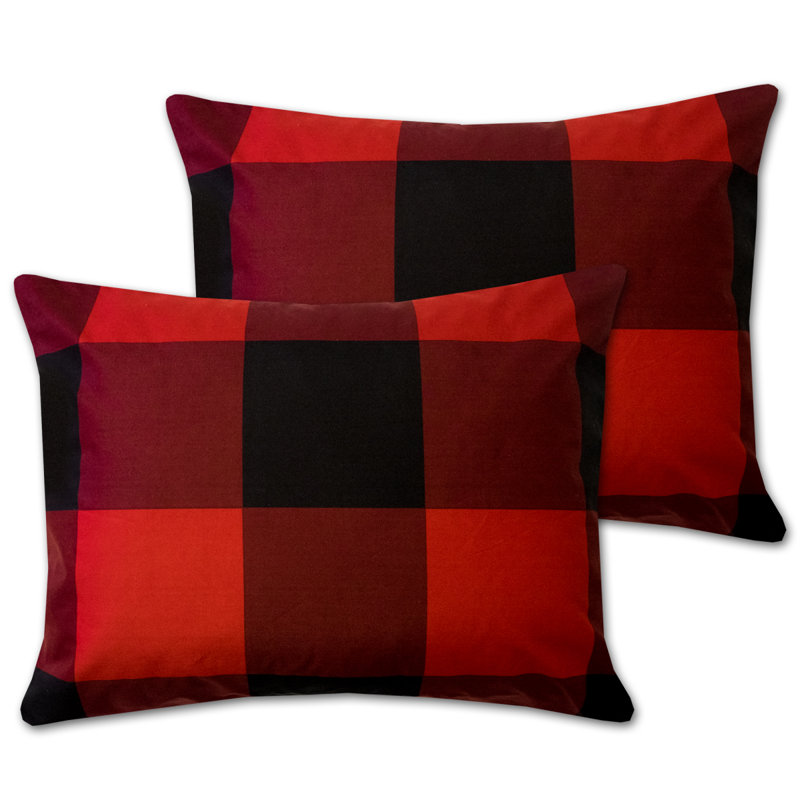 4 Piece Buffalo Plaid Printed Comforter, Shams & Throw Pillow Set, King Comforter + 3 Additional Pieces, Red/Black