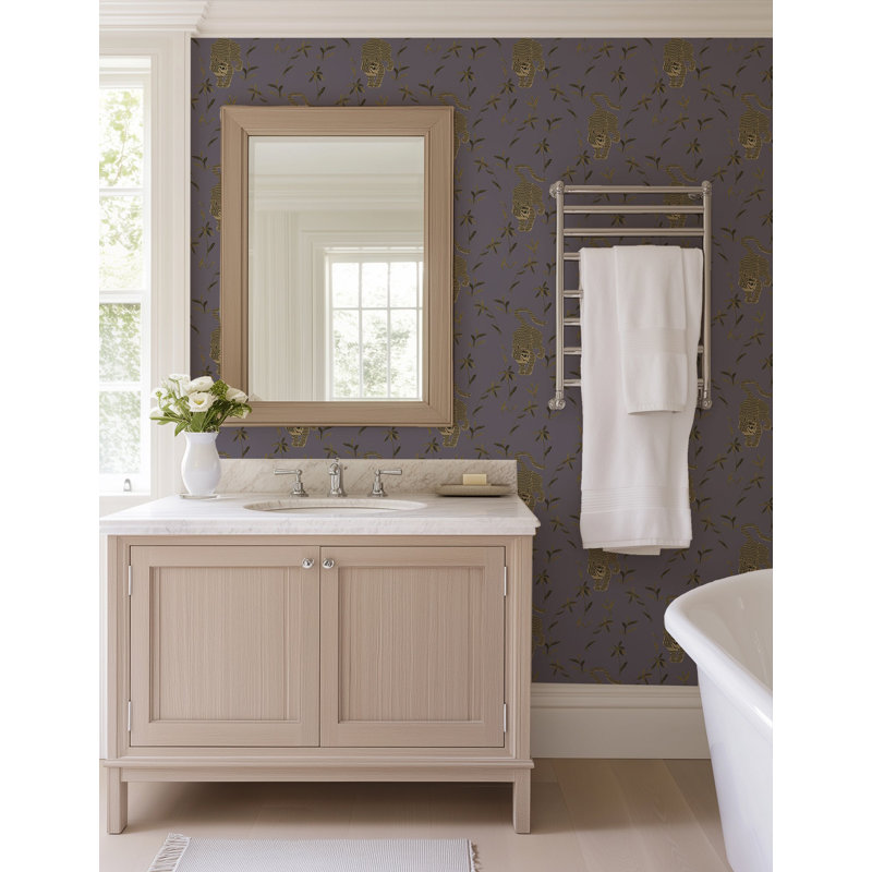 Stalking Tiger - Dusk Lavender Wallpaper, Purple, Non-Pasted