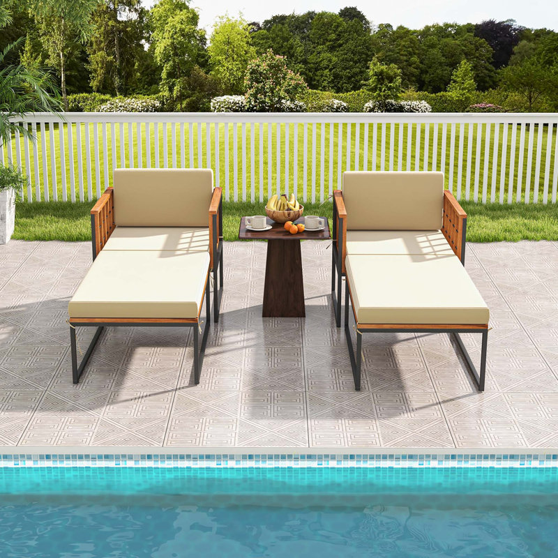 Michaelle Outdoor Lounge Chair with Ottoman
