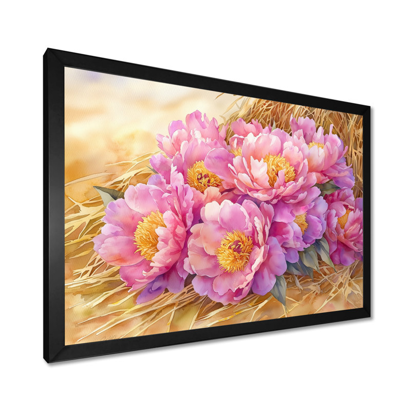Olszewski ferme pivoines le long de la meule de foin III - pivoines, art mural, Noir, noir, noir, noir, H 12 po x l 20 po