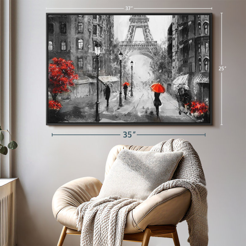 «Paris Rainy Day», reproduction sur toile, H 25 po x l 37 po