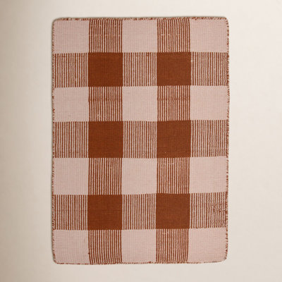 Simple Gingham Shag Wool Rug