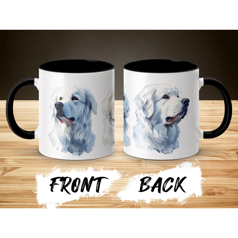 Beautiful Pyrenees Dog Artwork 11oz Coffee Mug, 3, Black