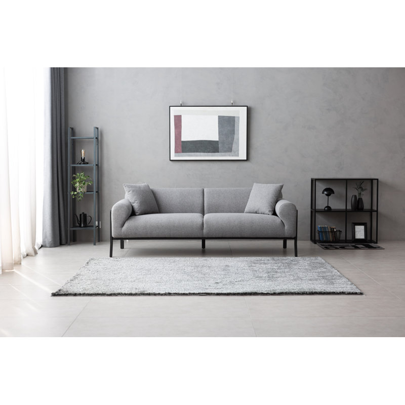 Aiona 201Cm Round Arm Standard Sofa, Grey