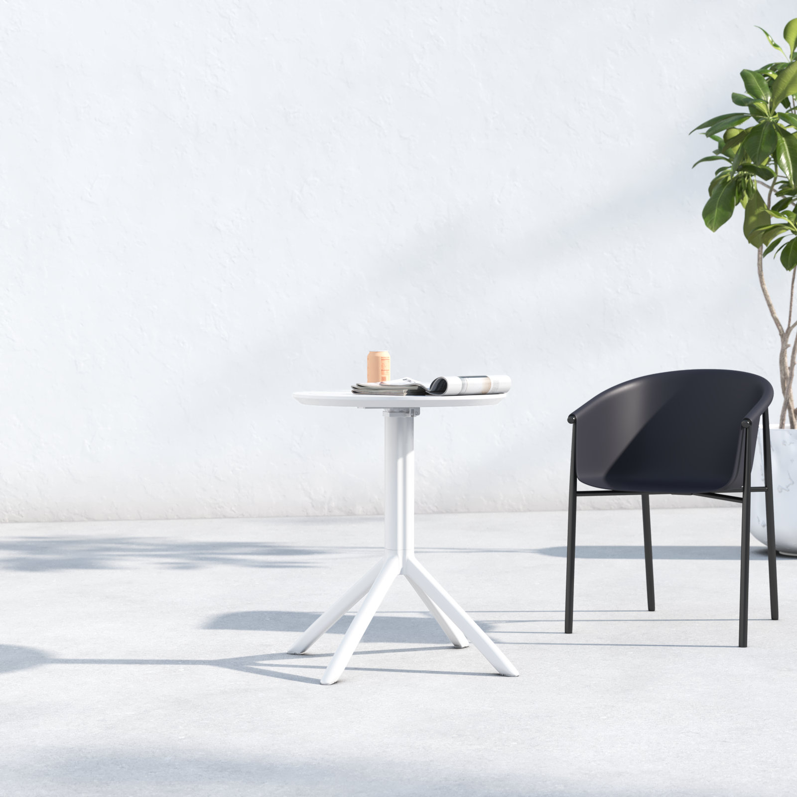 Elodie 24" Patio Bar Table, White, 29.5" H x 23.6" W x 23.6" L