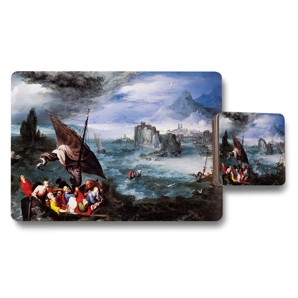 Seascape Naval Battle Painting Placemat and Coaster Set