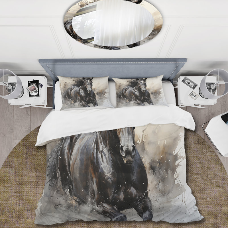 Ensemble de housse de couette animaux gris en polyester microfibre gris majestueux