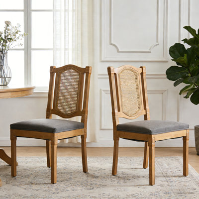 Solid Wood Rattan-Back Dining Chair,