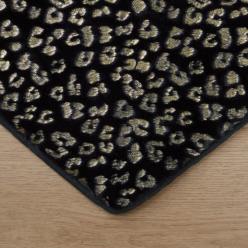 Juicy Couture Metallic Leopard Plush Rugs, 3' Heart, Black