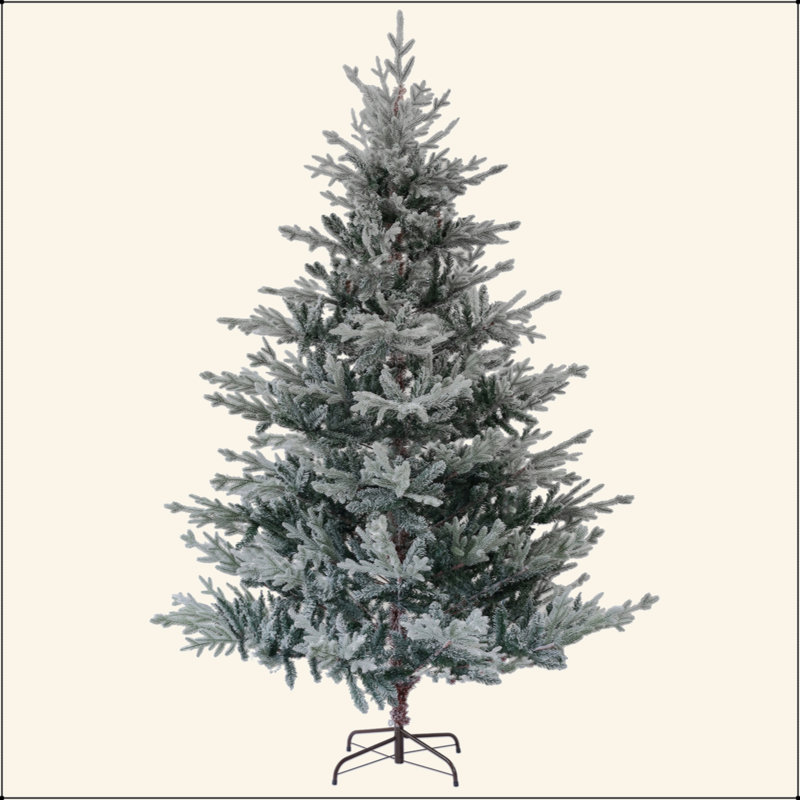 Arbre de Noël artificiel pin 7,5 pi avec 1218 pointes enneigées, support en métal pliable, assemblage facile, arbre de Noël à charnières pour les fêtes à la maison