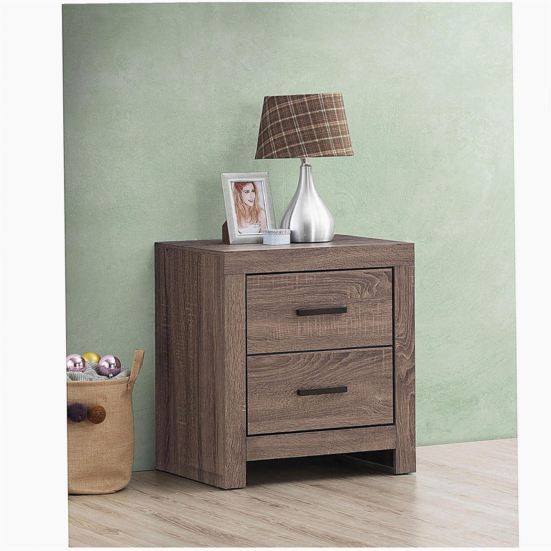 Brantford Barrel Oak 2-Drawer Nightstand, Oak