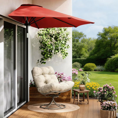 Demi-parasol de patio extérieur 9 pi avec manivelle lisse