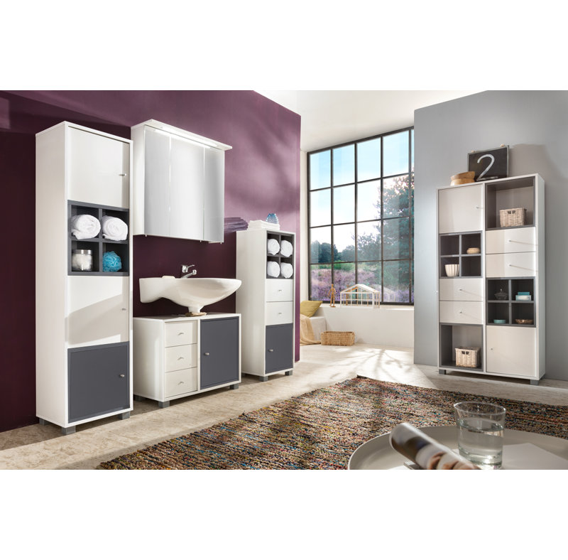 Korpio Bathroom Cabinet, Matte White/Basalt Grey