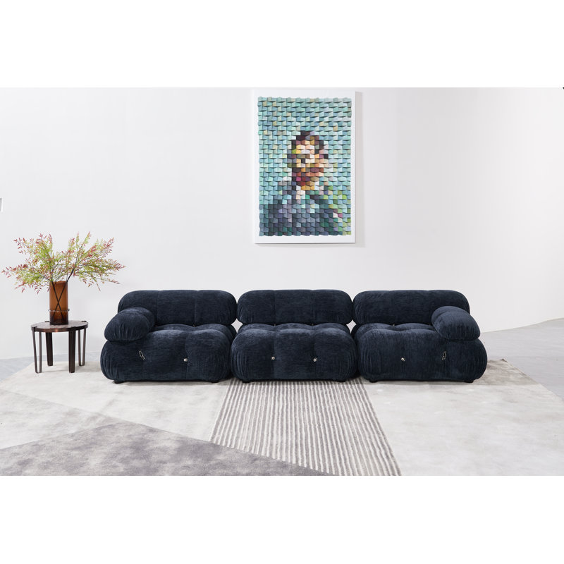 Causeuse modulaire Harv, 26.7" H x 114" W x 38" D, Chenille bleu