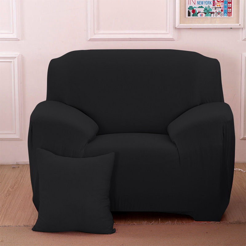 Housse pour canapé extensible 3 places, Noir 95% polyester et 5% élasthanne, H 45 po x l 55 po x P 30 po