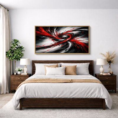Abstrait rouge et noir, tourbillon dynamique, photos de salon audacieuses, impression sur toile encadrée