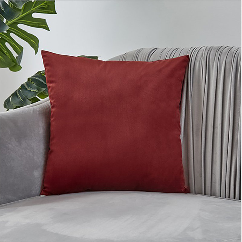 Housse de coussin carrée en polyester, 18 po x 18 po, Vin rouge