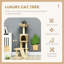 Araignée de chat beige - pour chats d'intérieur avec poteaux à griffer, rampe, plateformes, lit