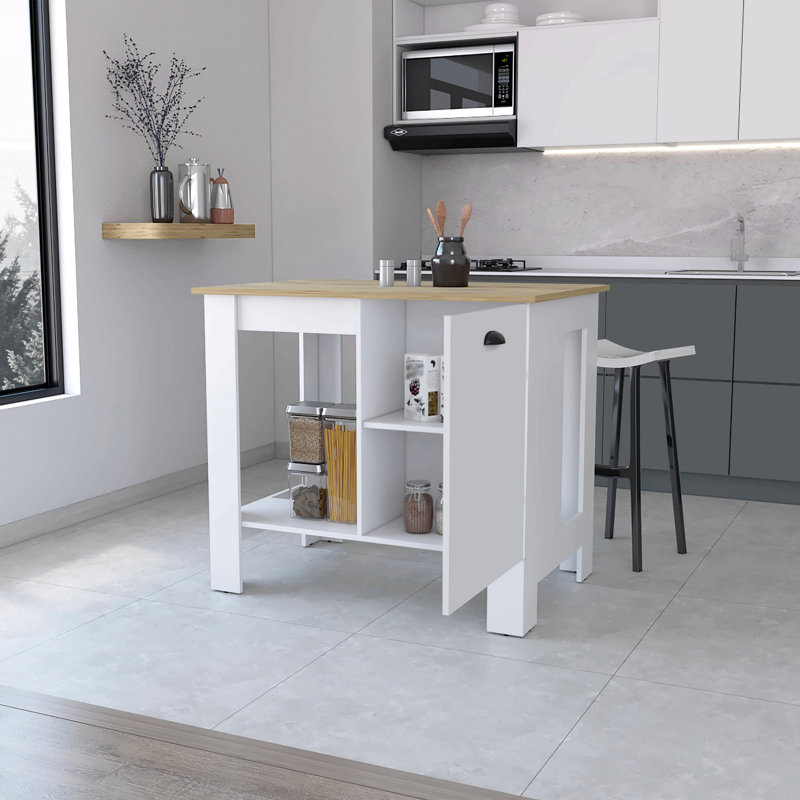 Îlot de cuisine avec porte simple et tablette inférieure ouverte Lander