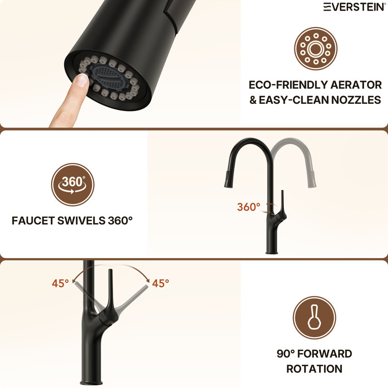 Pull Down Single Handle Kitchen Faucet with Dual Function, Matte Black