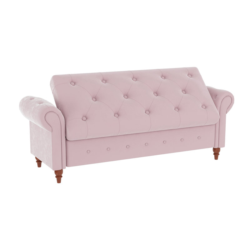 Banc avec siège capitonné et accoudoirs, Rose