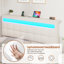 Ottoman Bed Frame with Charging Station & LED Lights, Upholstered Platform Bed frame with Under-bed Storage and Storage Headboard, No Box Spring Needed-1123241519-1123241516