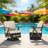 5 Piece Outdoor Wicker Conversation Set With Two Sofas Two Swivel Rocking Chairs And Coffee Table Beige Cushions Brown Table