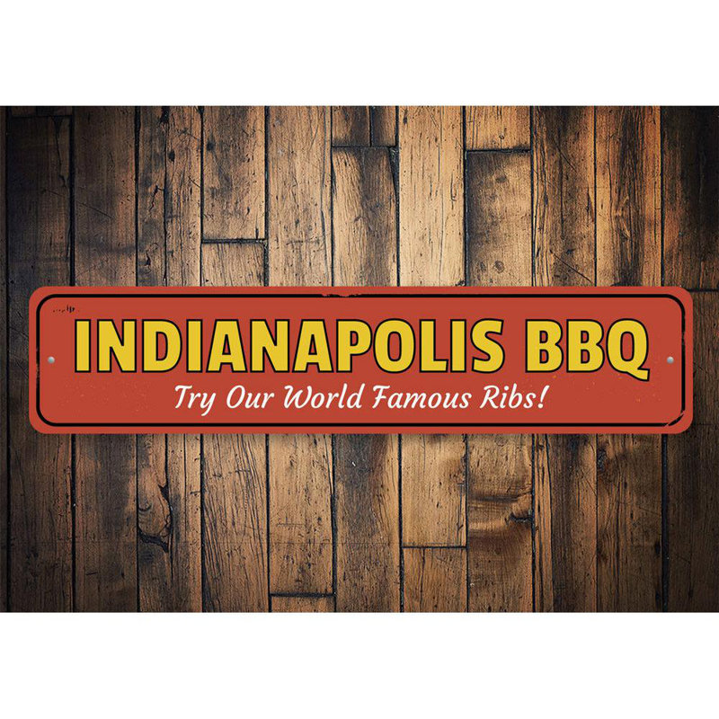 Plaque en aluminium sur mesure World Famous Ribs, H 6 po x l 24 po x P 0,063 po