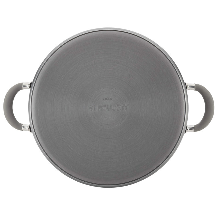 Circulon Elementum Hard-Anodized Nonstick Deep Frying Pan with Lid, 12-Inch, Gray