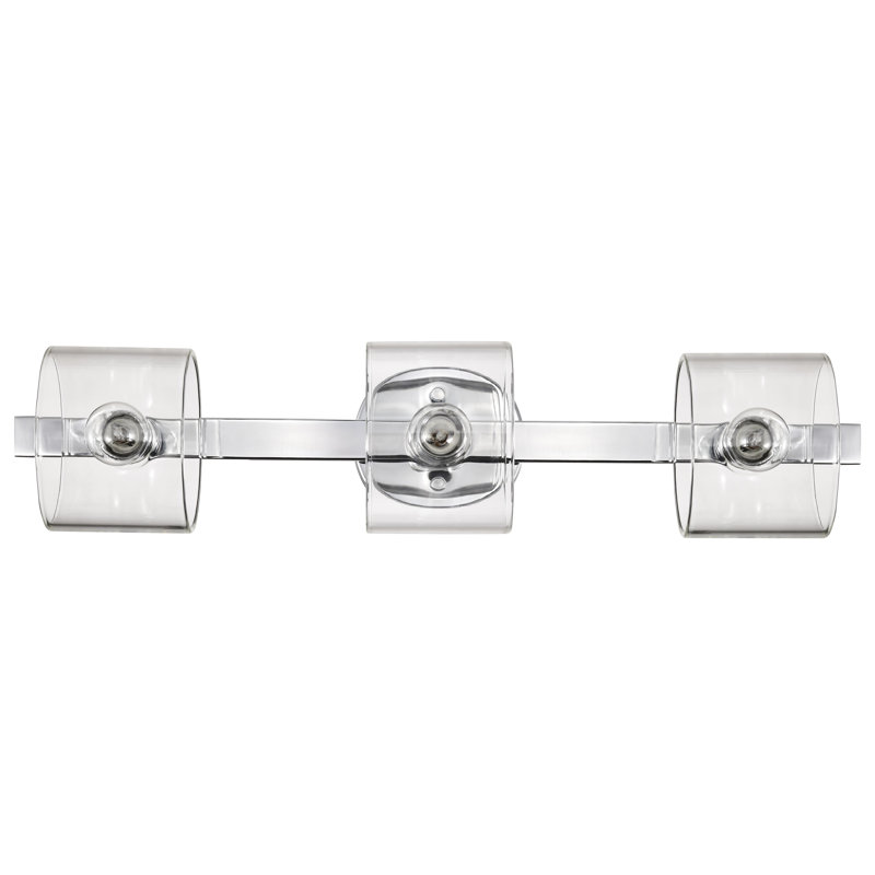 Meuble-lavabo 3 lumières Zelino - Nickel poli avec verre transparent