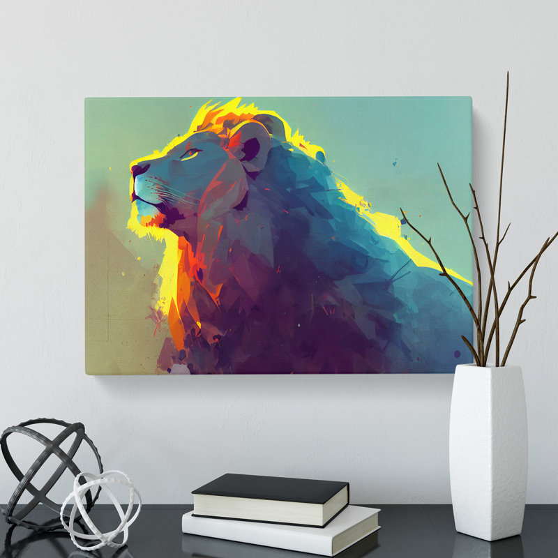 Lion Art Painting Vol.2 Abstract - Wrapped Canvas Print, 40cm H x 60cm W x 3cm D