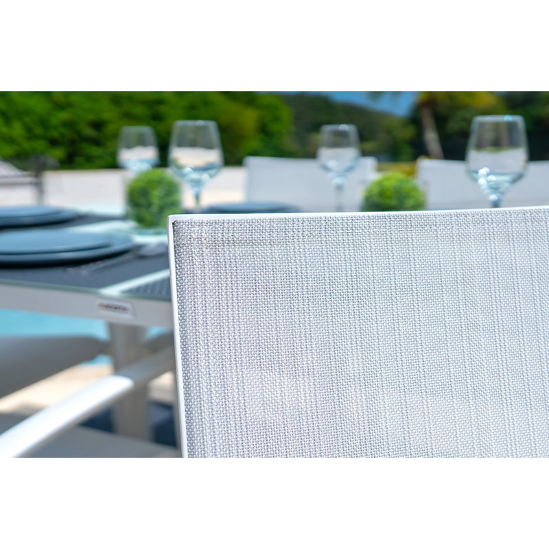 Reansh 6 - Person Patio Dining Set with Rectangular Table, White/Gray