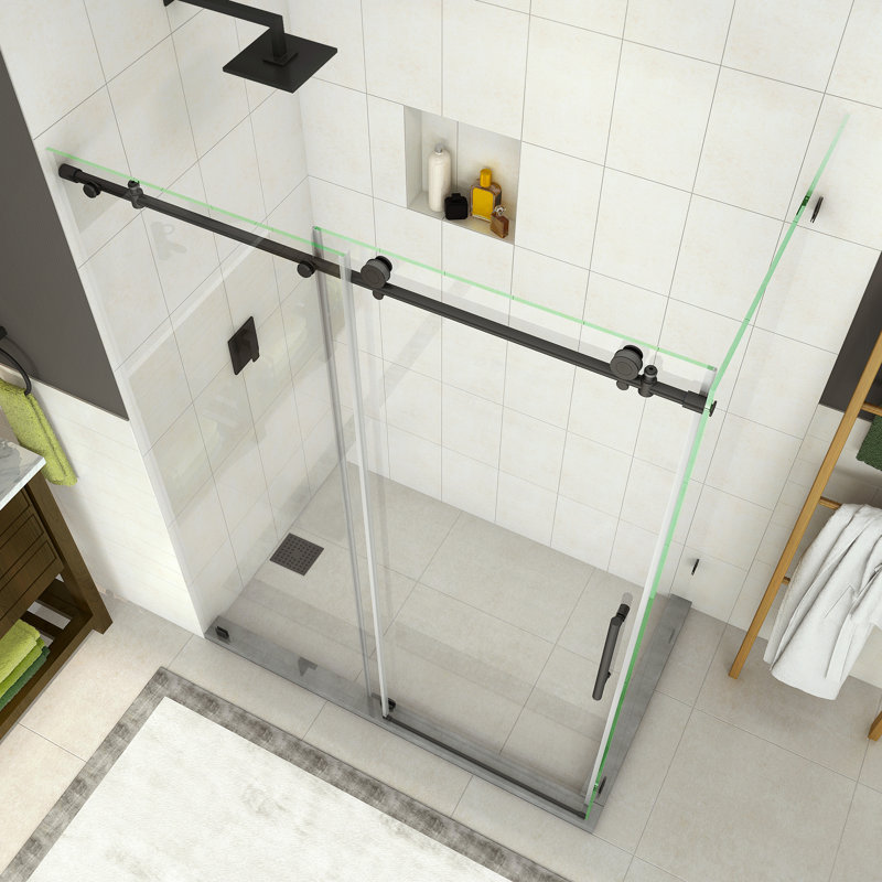 Cabine de douche coulissante sans cadre Coraline l 44 po x l 33,875 po x H 76 po, Transparent
