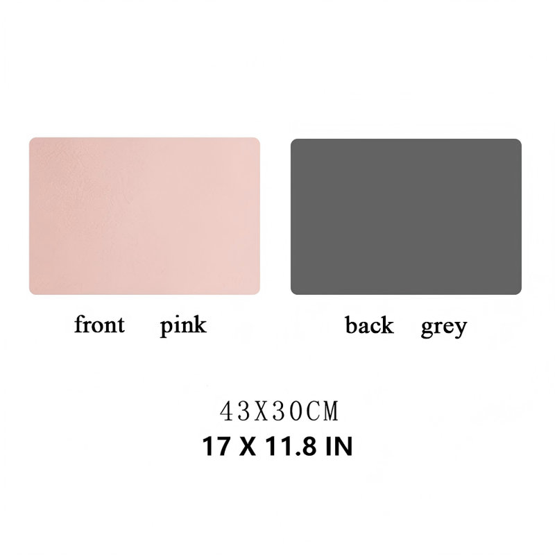 Napperons de table de salle à manger 4 pièces en polyuréthane imperméable et isolant, Rose / Gris