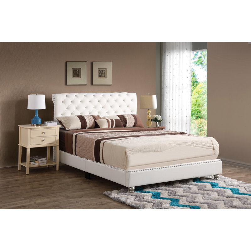 Ahman Vegan Leather Standard Bed, King, White