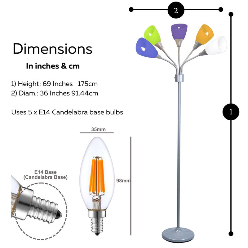 Lampe sur pied à branches 69 po Foran