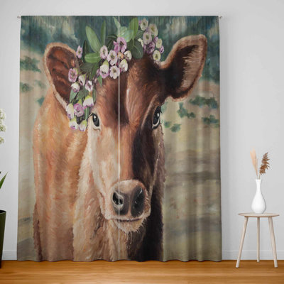 Cute jersey cow blackout window curtains - home decor pair