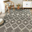 Black Handwoven Wool Striated Diamond Geometric Modern Contemporary Carpet Rug-1717407266