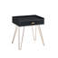 Table d'appoint 23,5 po Mid-Century Allen noire avec pieds en épingle à cheveux en cuivre