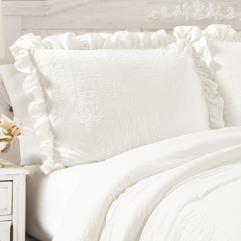 Reyna Microfiber 3 Piece Comforter Set, White, King Comforter + 2 King Shams