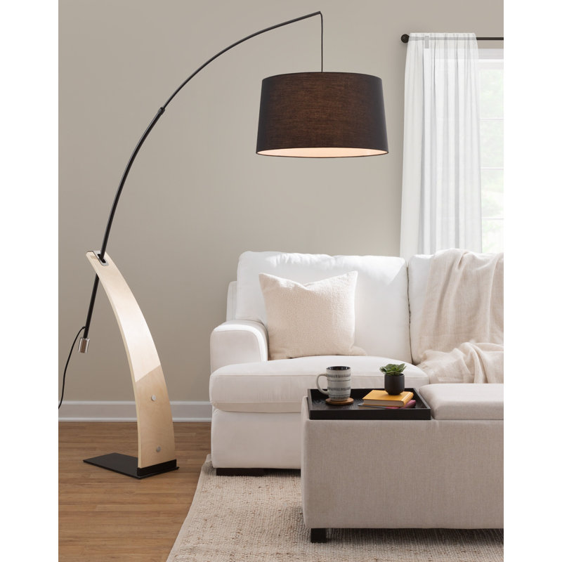 Demariana 74'' Arched Floor Lamp, No, Black, Natural