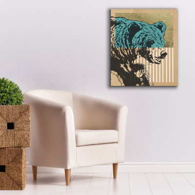  «Gold Geometric Bear 2» par Alonzo Saunders, art mural sur toile, 26 po x 30 po