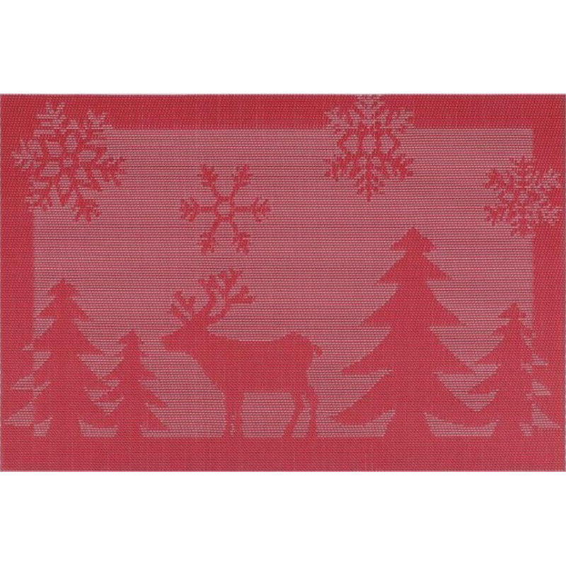 (45x30cm) Napperon Textilene - Rouge / Cerf