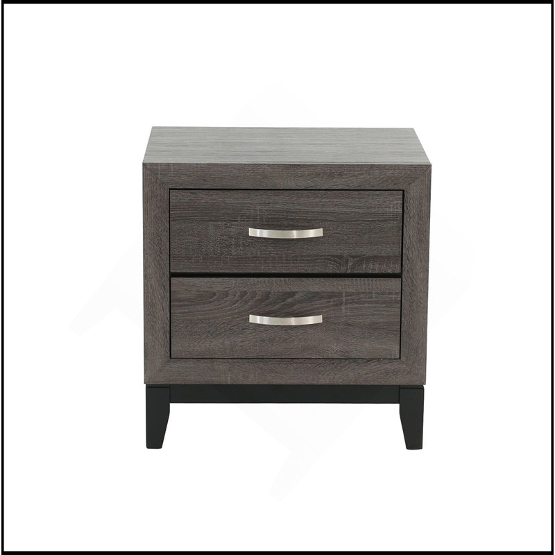 Table de chevet en bois deux tons avec 2 tiroirs, gris et noir