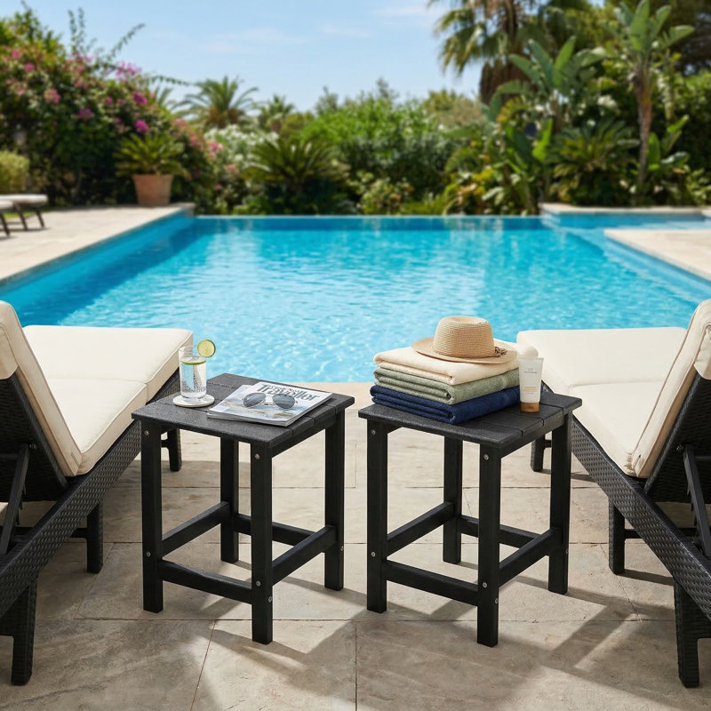 Ensemble de 2 tables de bout carrées Adirondack de 14 pouces avec base stable et antidérapante pour jardin