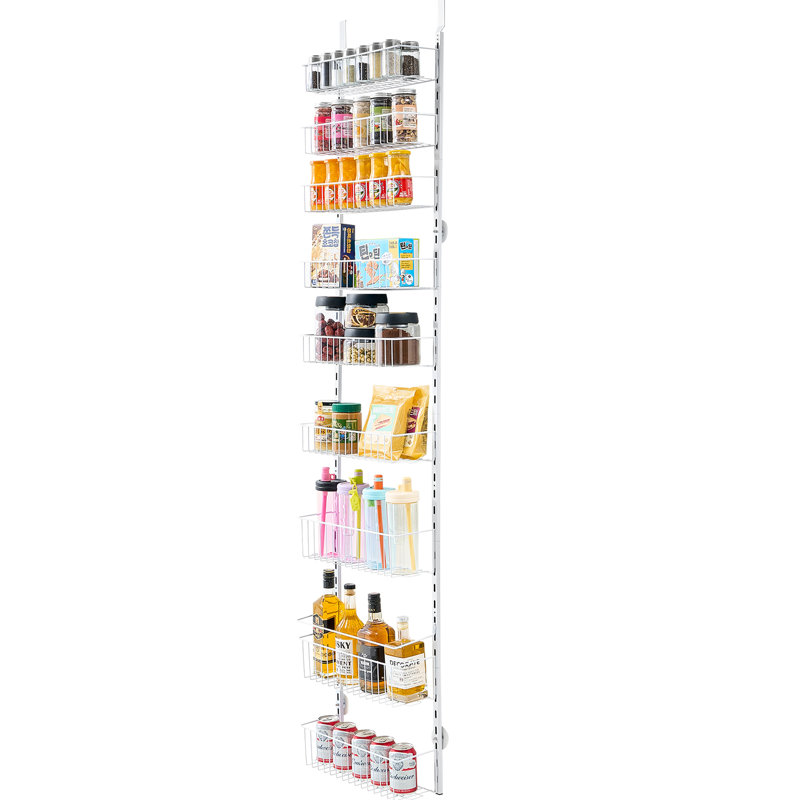 Étagère de rangement à 9 niveaux pour garde-manger, à suspendre à une porte, espacement réglable, stable, cadre antirouille, étagères, robuste.